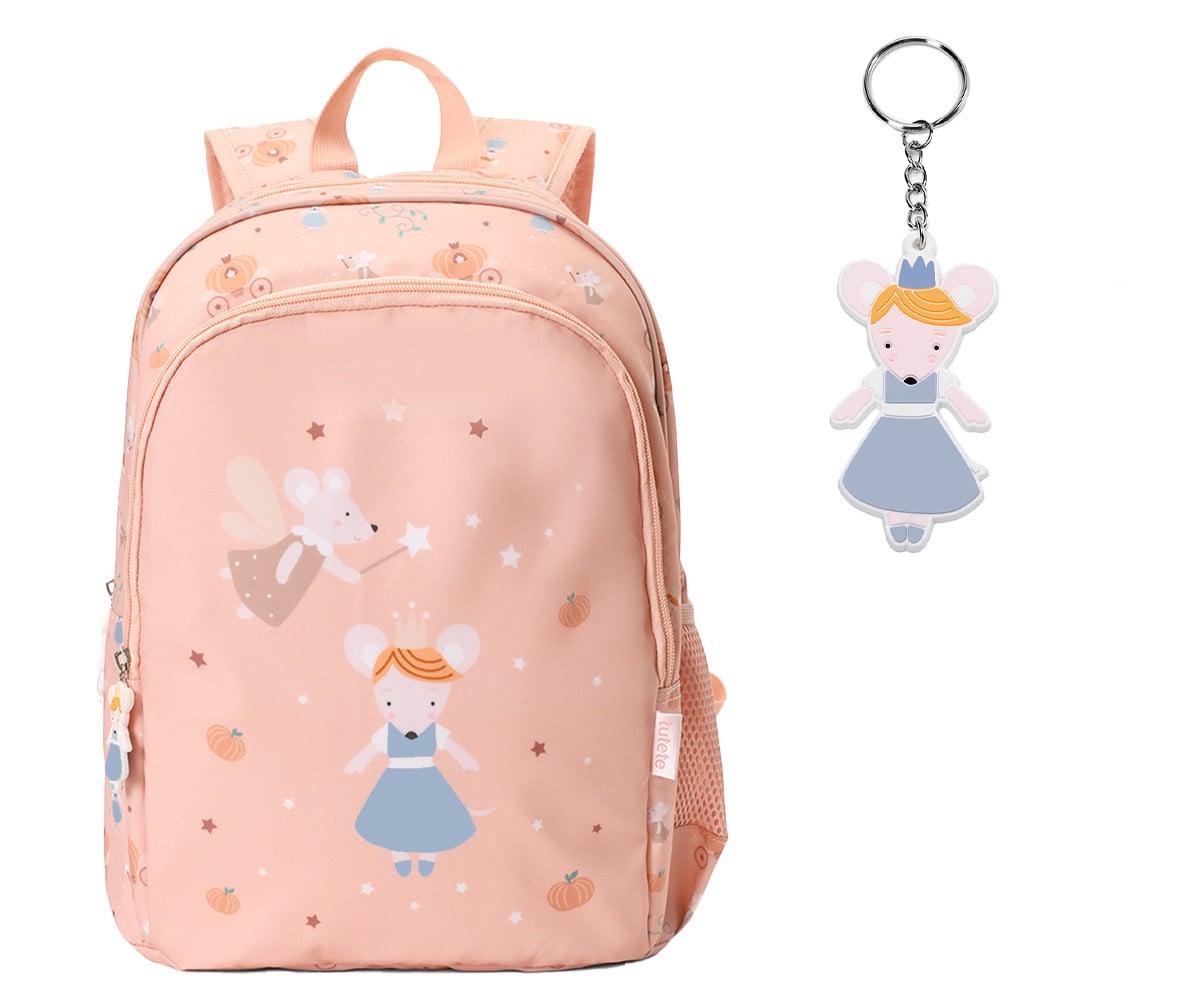 Mochila média  + Chaveiro Personalizável Mouse Fairies