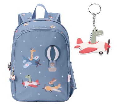 Mochila Mediana Planes + Llavero Personalizable