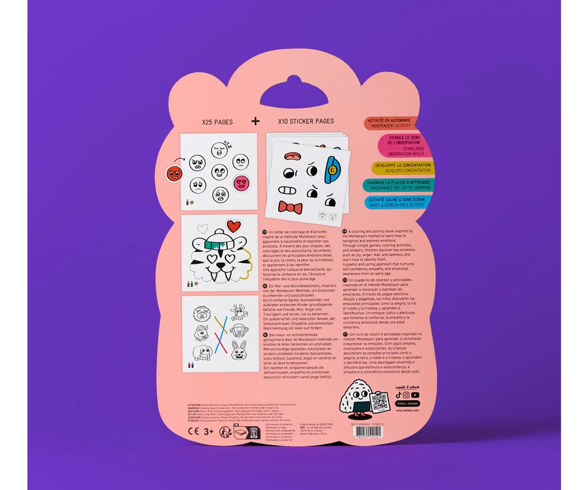 Livro de adesivos Montessori Emotions