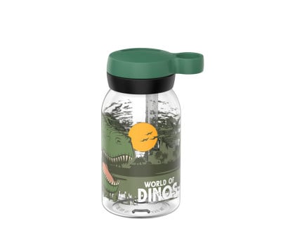 Botella de Plástico con Pajita Campus 450ml Dino