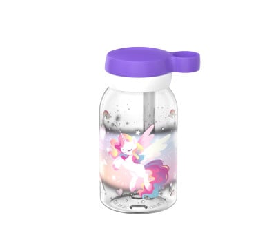 Botella de Plástico con Pajita Campus 450ml Unicorn Glow