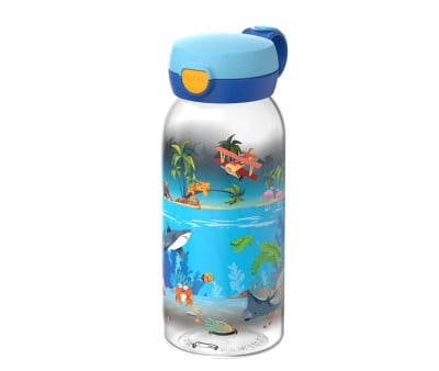 Botella Plástico con Tapón Abatible Campus 600ml Tropical Ocean