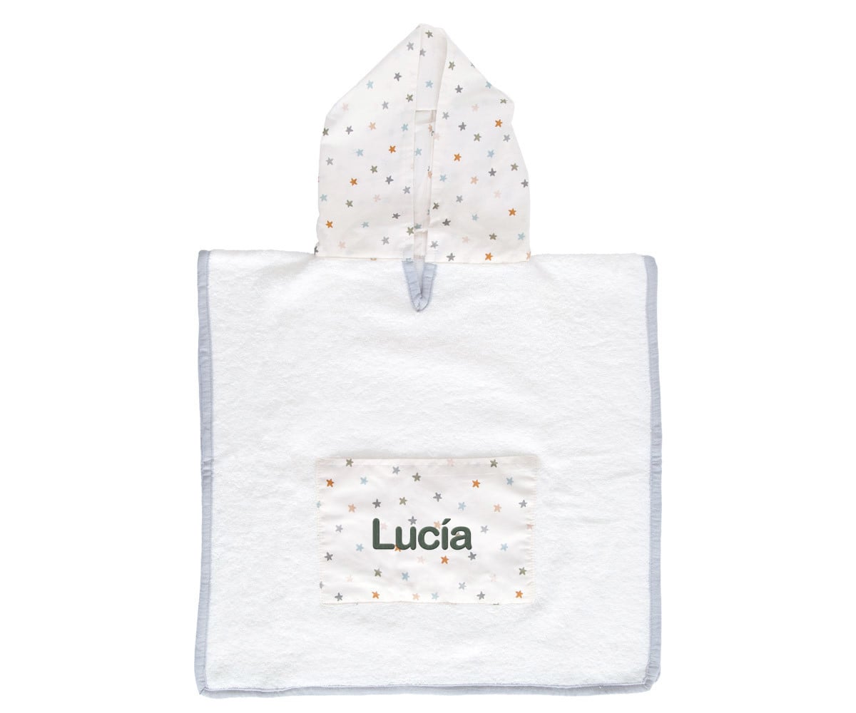 Poncho Little Stars Blue Personalizable
