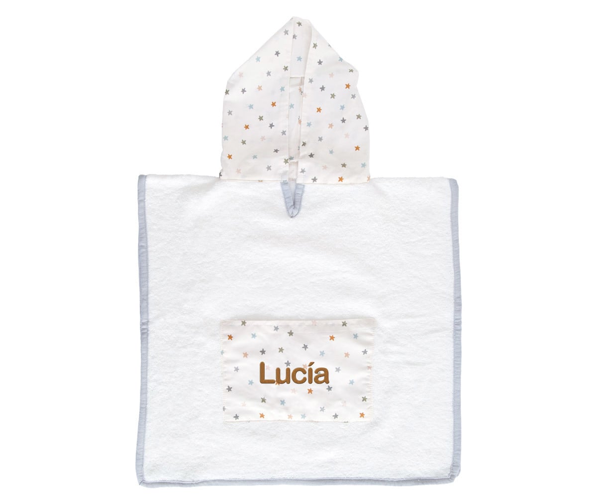 Poncho Little Stars Blue Personalizable