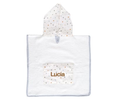 Poncho Little Stars Blue Personalizable