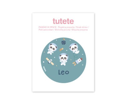 Adesivo Pequeno Garrafas e Lancheiras Pandas in Space
