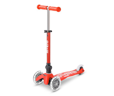 Patinete Plegable Mini Micro Deluxe Rojo Luces LED
