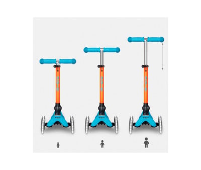 Patinete Plegable Mini Micro Deluxe Neon Azul/Naranja Luces LED