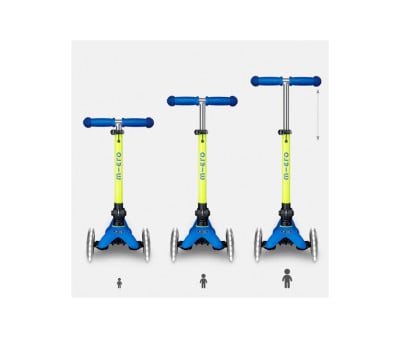 Patinete Plegable Mini Micro Deluxe Neon Azul/Amarillo Luces LED