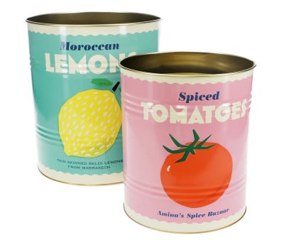 2 Recipienti in Metallo XL Lemon & Tomato