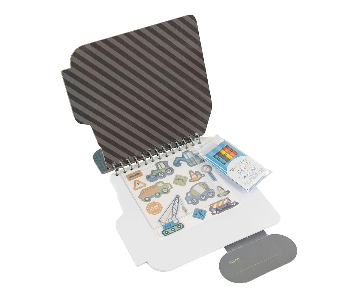 Caderno Construção com adesivos e Ceras