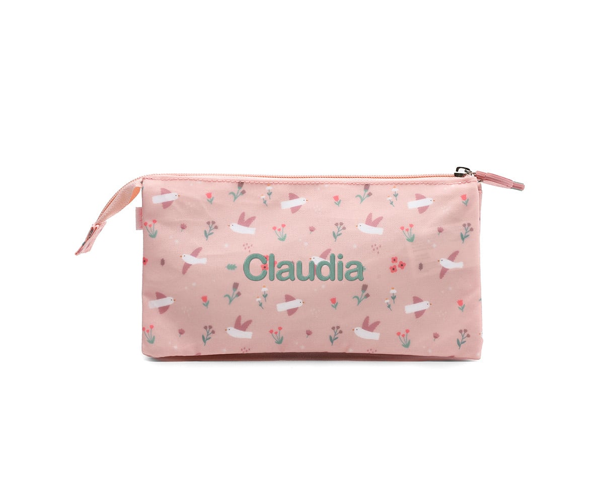Estuche 3 Compartimentos Blossom Birds Personalizable