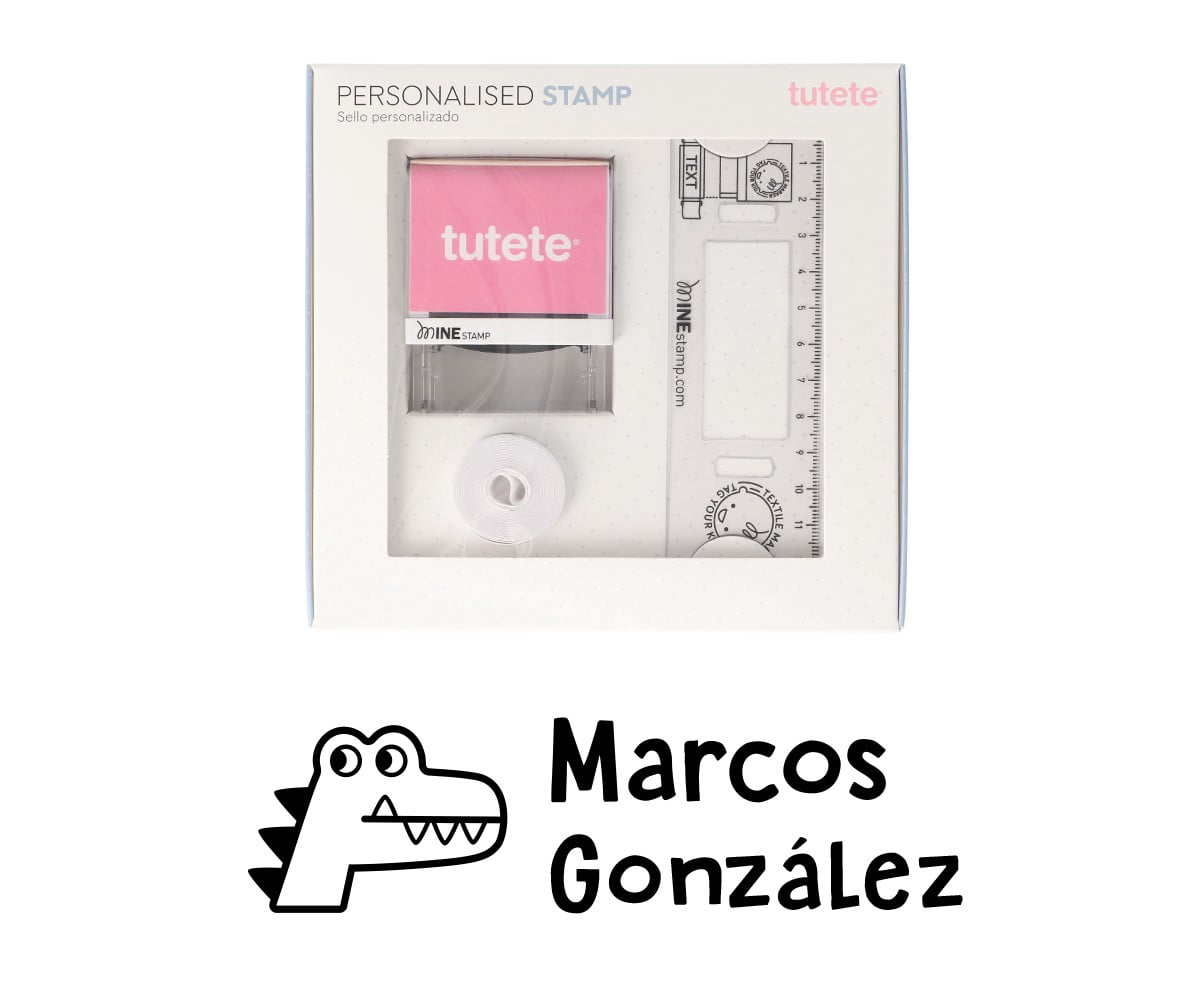 Sello Personalizado Cocodrilo +  Cinta Blanca para Ropa Oscura