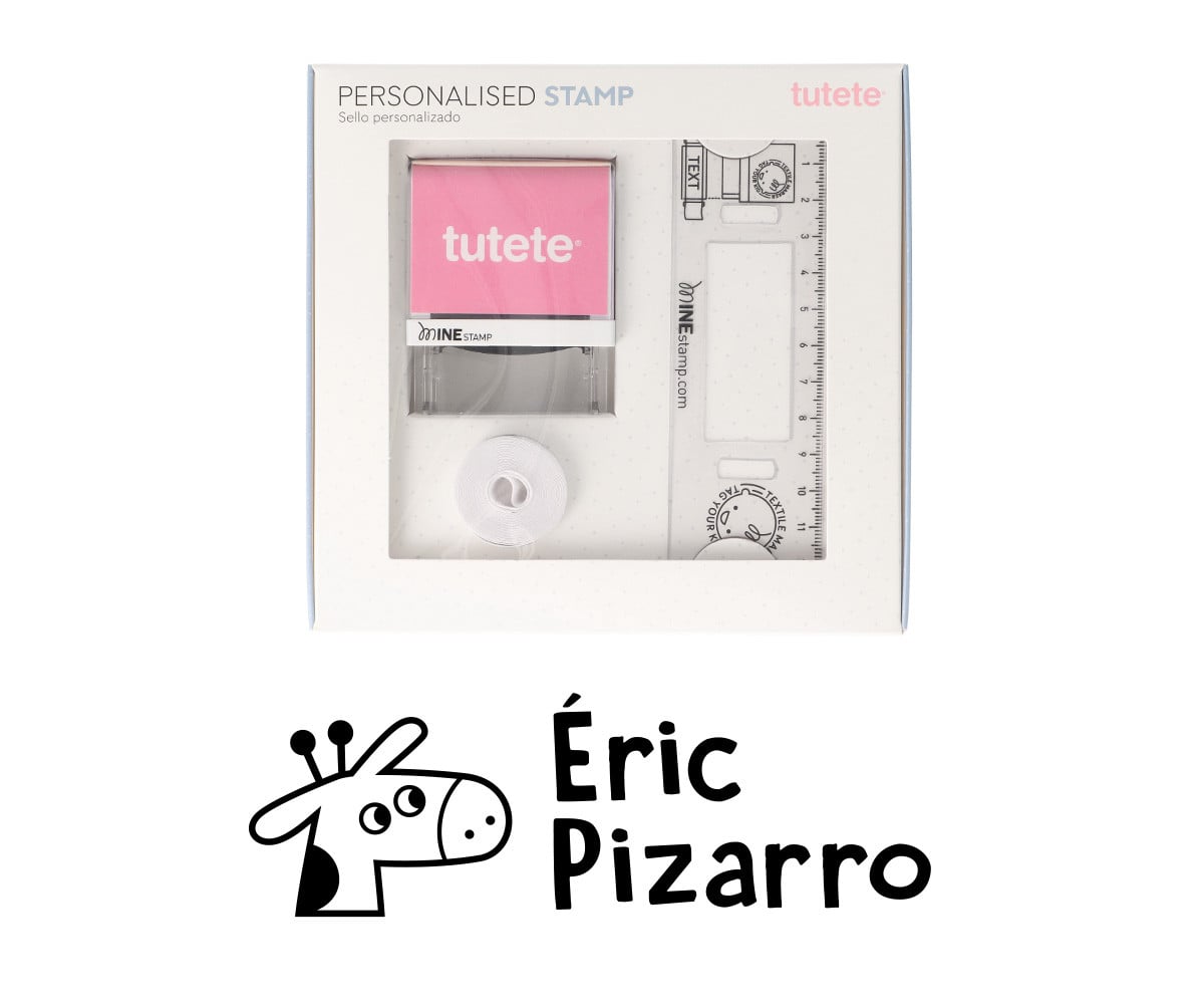 Carimbo Girafa Personalizado + fita branca para roupas escuras