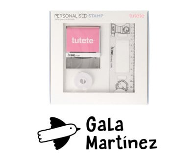 Tampon Personnalisé Oiseau + Ruban Blanc pour Vêtements Foncés