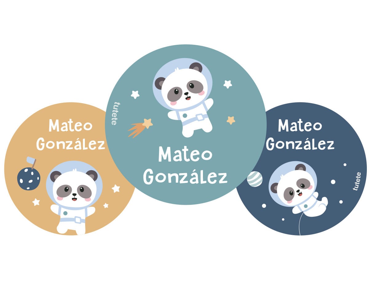 Pack 3 Distintivi Personalizzati Pandas in Space