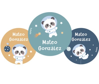 Pack 3 Chapas Personalizadas Pandas in Space