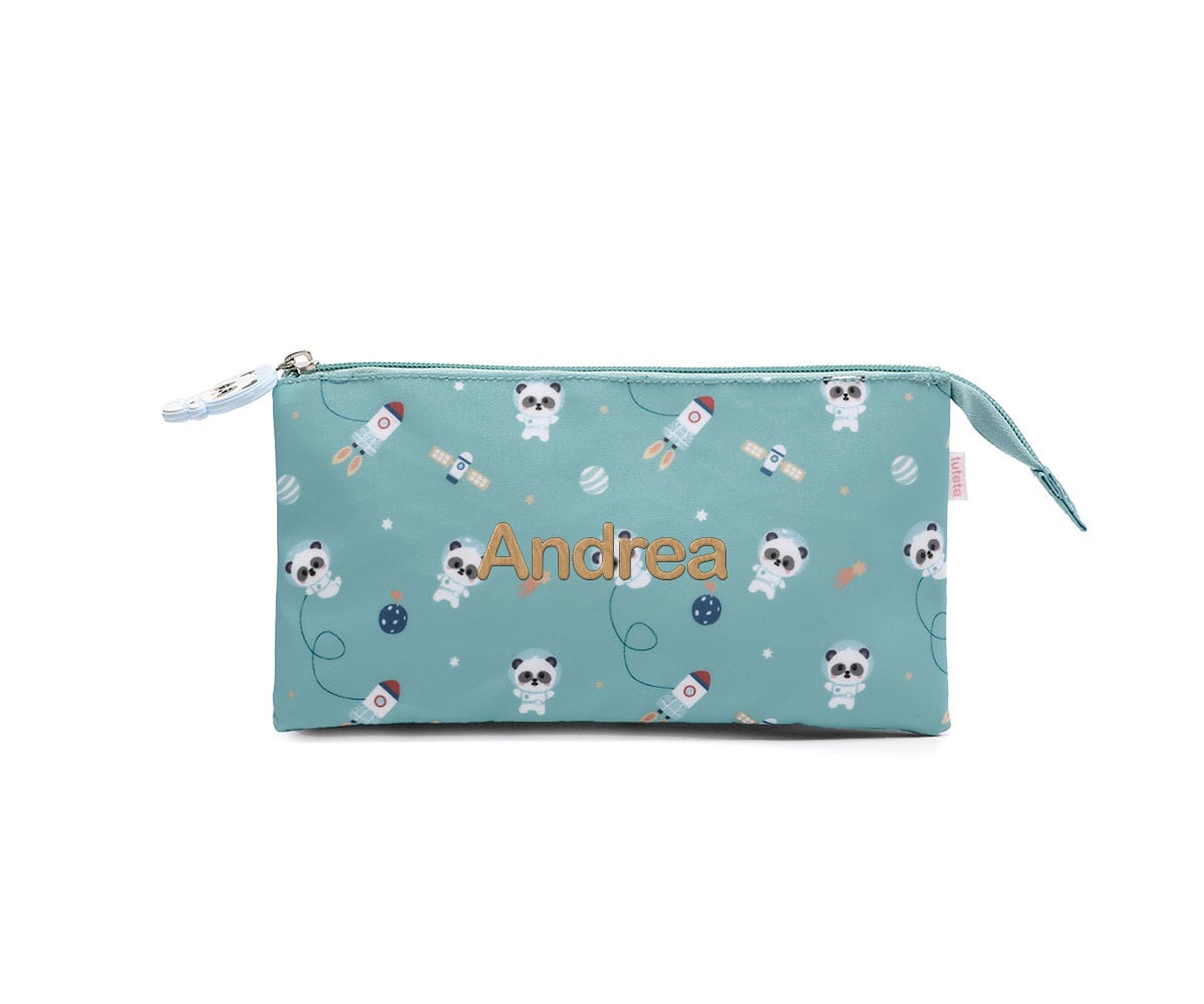 Estuche 3 Compartimentos Pandas in Space Personalizable