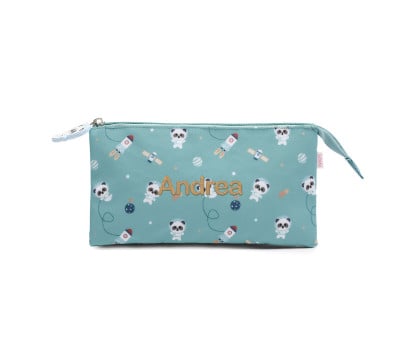 Estuche 3 Compartimentos Pandas in Space Personalizable