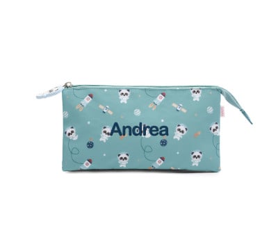 Estuche 3 Compartimentos Pandas in Space Personalizable