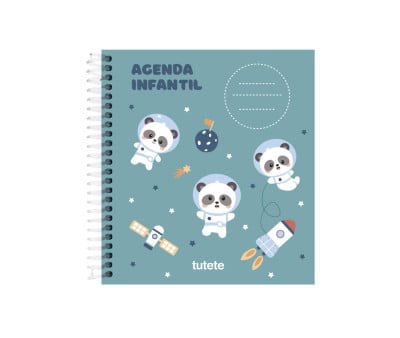 Pequeña Agenda Guardería Personalizable Pandas in Space