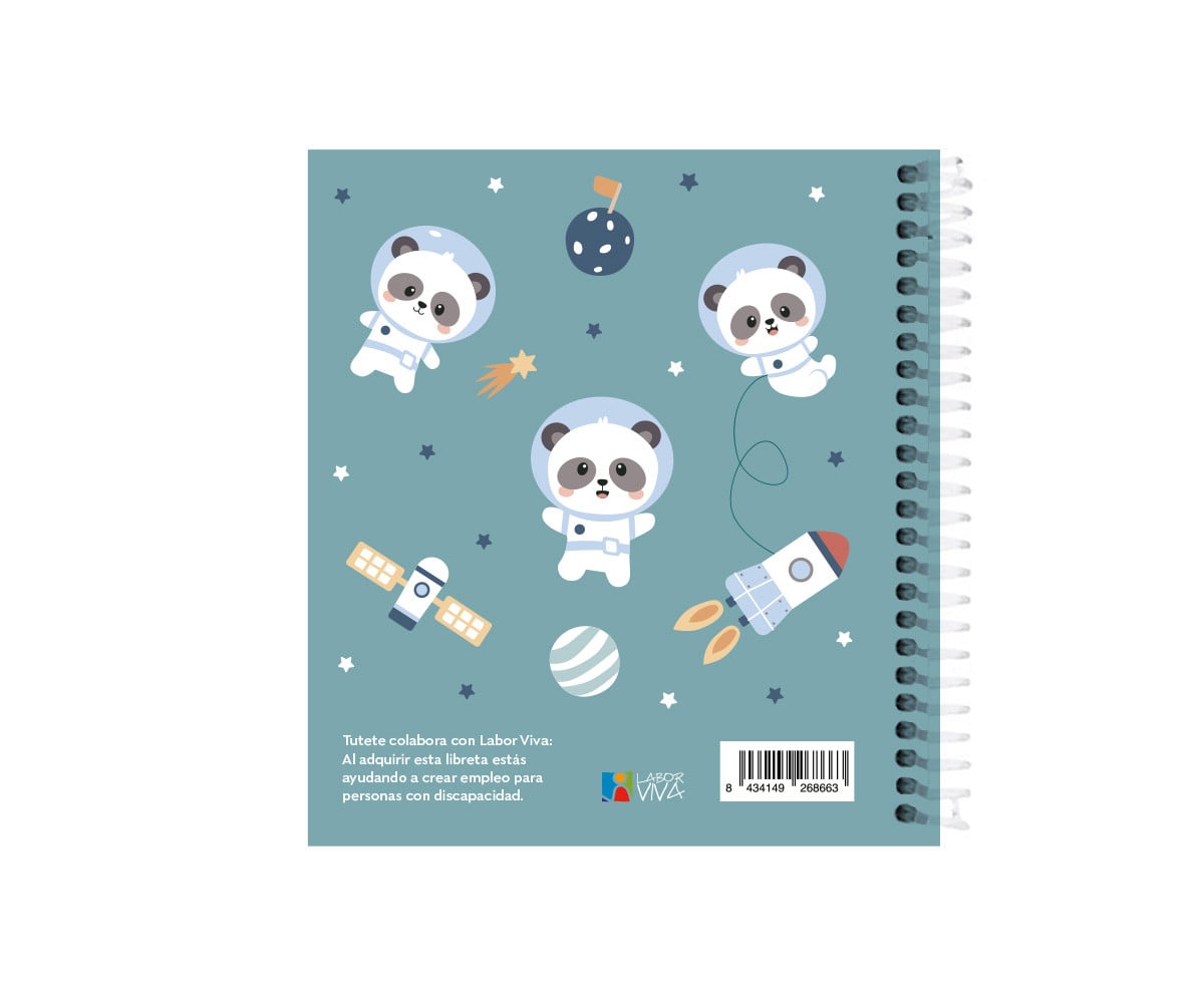 Pequeña Agenda Guardería Personalizable Pandas in Space