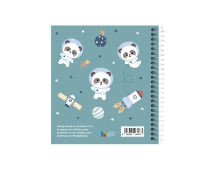 Pequeña Agenda Guardería Personalizable Pandas in Space
