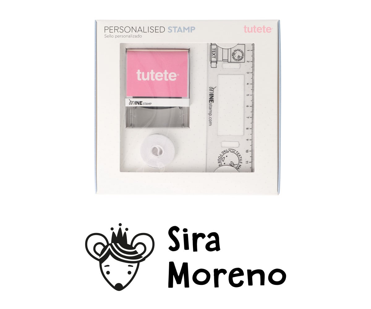 Timbro per tessuti Personalizzato Little Mouse + Nastro Capi Scuri