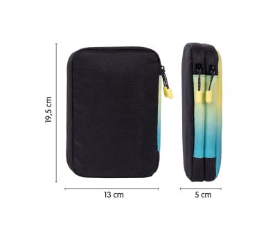 Estuche Plumier 2 Pisos con Material Escolar Sunset Negro