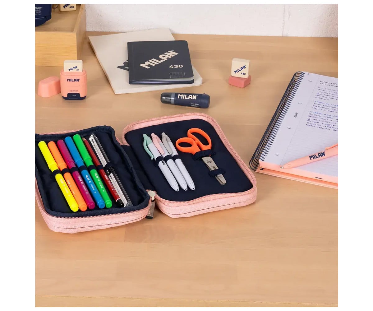 Estuche Plumier 3 Pisos con Material Escolar Rosa MILAN 430 since 1918