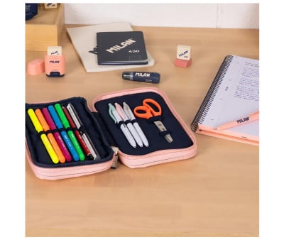 Estuche Plumier 3 Pisos con Material Escolar Rosa MILAN 430 since 1918