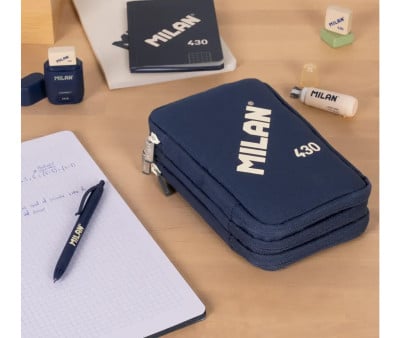 Estuche Plumier 3 Pisos con Material Escolar Azul MILAN 430 since 1918