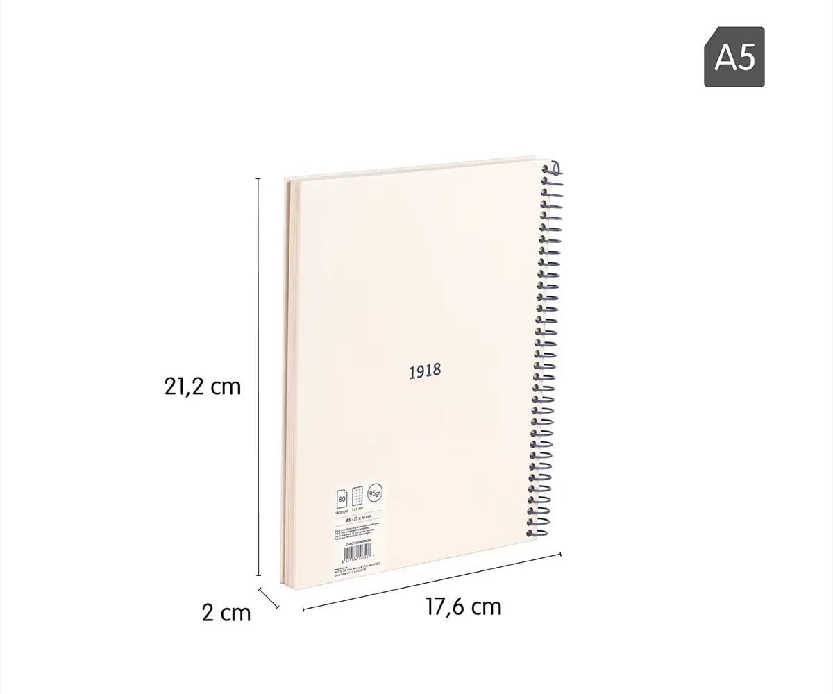 Cuaderno A5 con Tapa Dura Beige MILAN 340 Since 1918