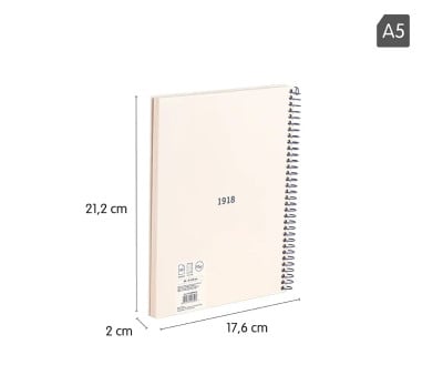 Cuaderno A5 con Tapa Dura Beige MILAN 340 Since 1918
