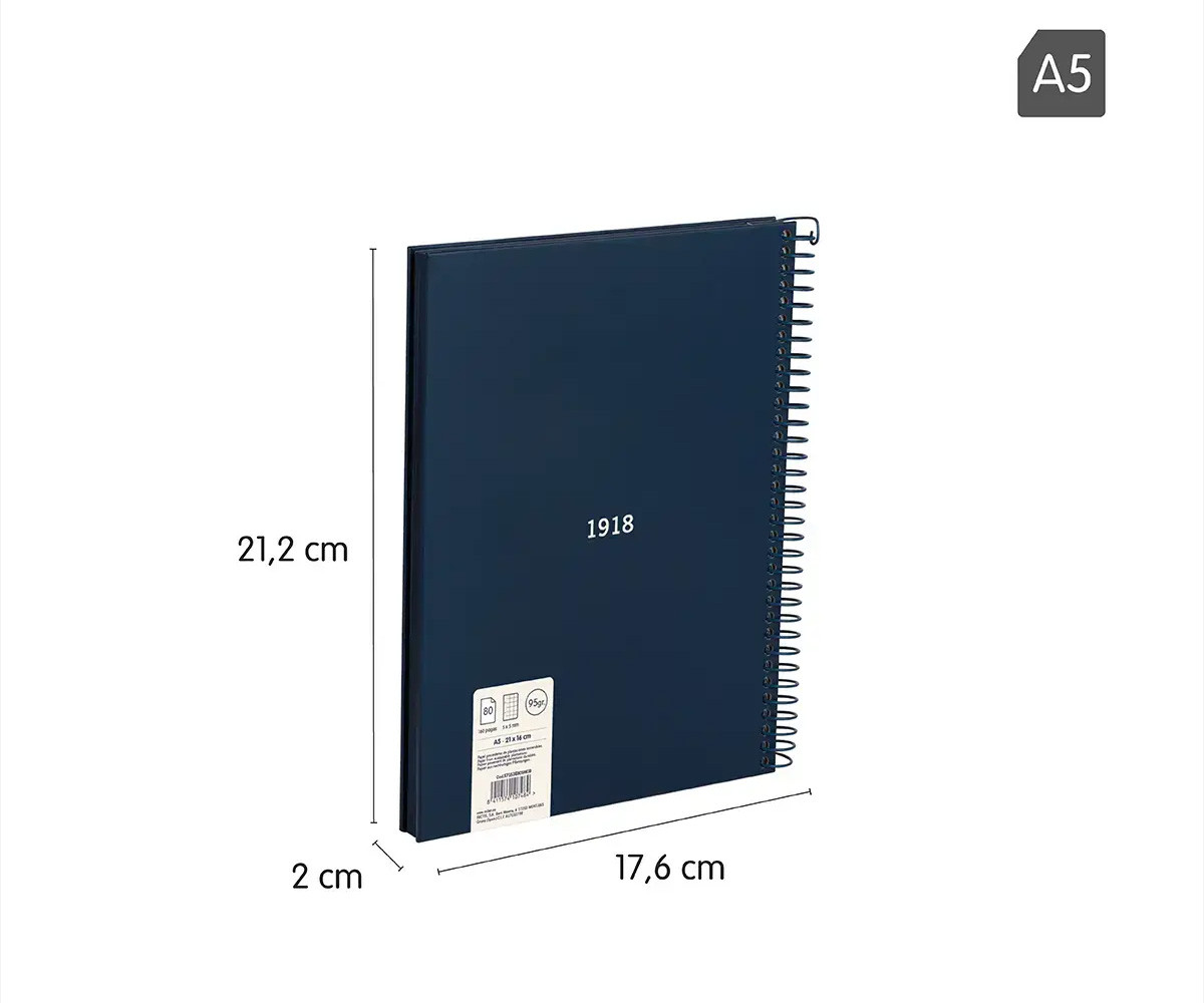 Cuaderno A5 con Tapa Dura Azul MILAN 340 Since 1918