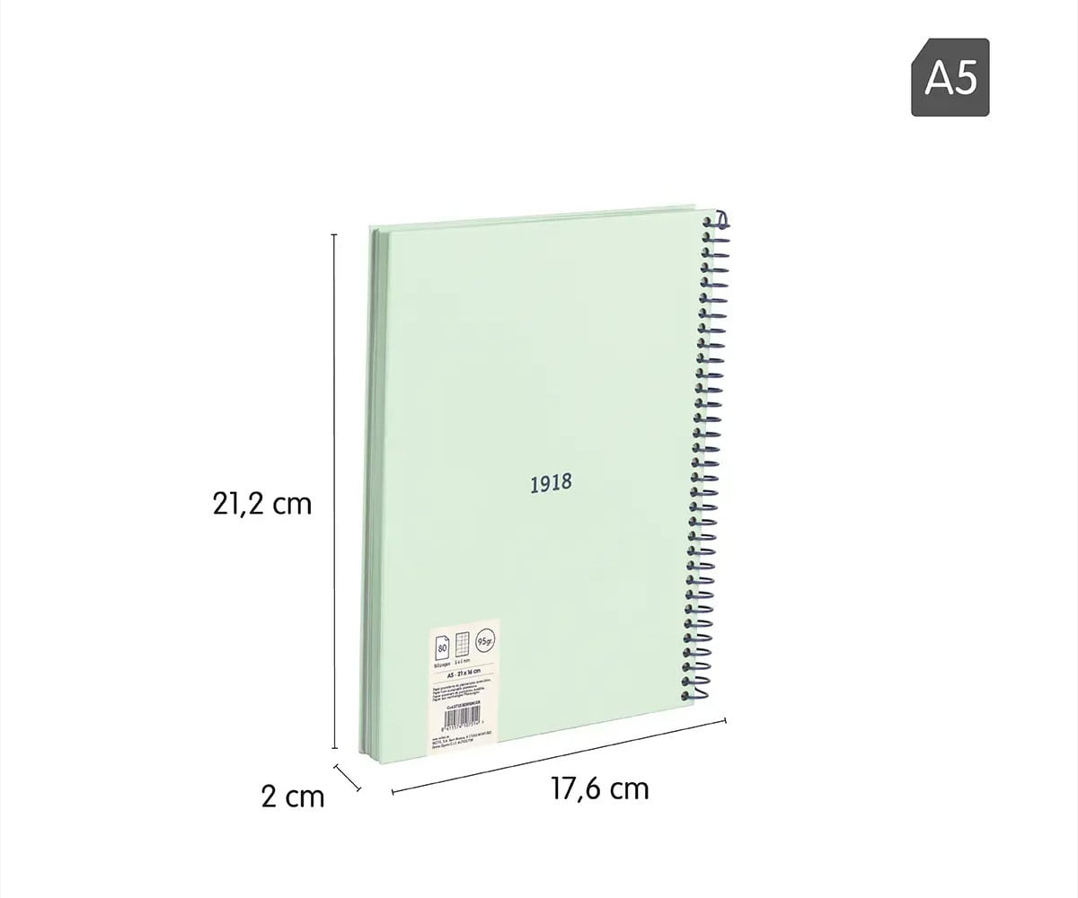 Cuaderno A5 con Tapa Dura Verde MILAN 340 Since 1918