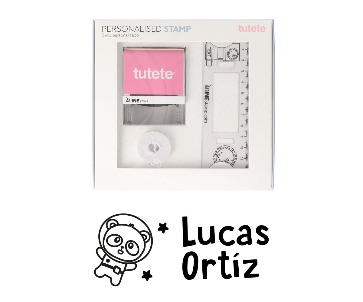 Carimbo Personalizado Panda in Space + fita branca para roupas escuras