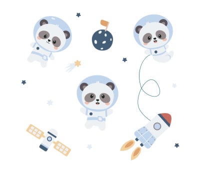 Disegno Pandas in Space Zainetto Solid Color