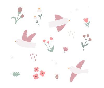 Diseño Blossom Birds Mochila Solid Color Pink