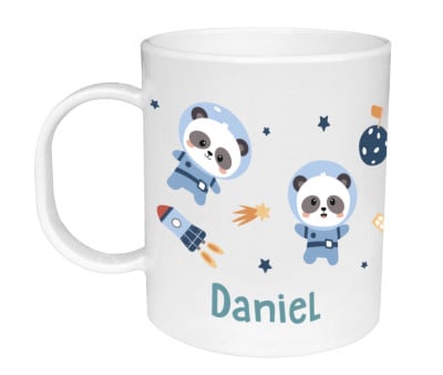 Taza de Plástico Personalizada Pandas in Space