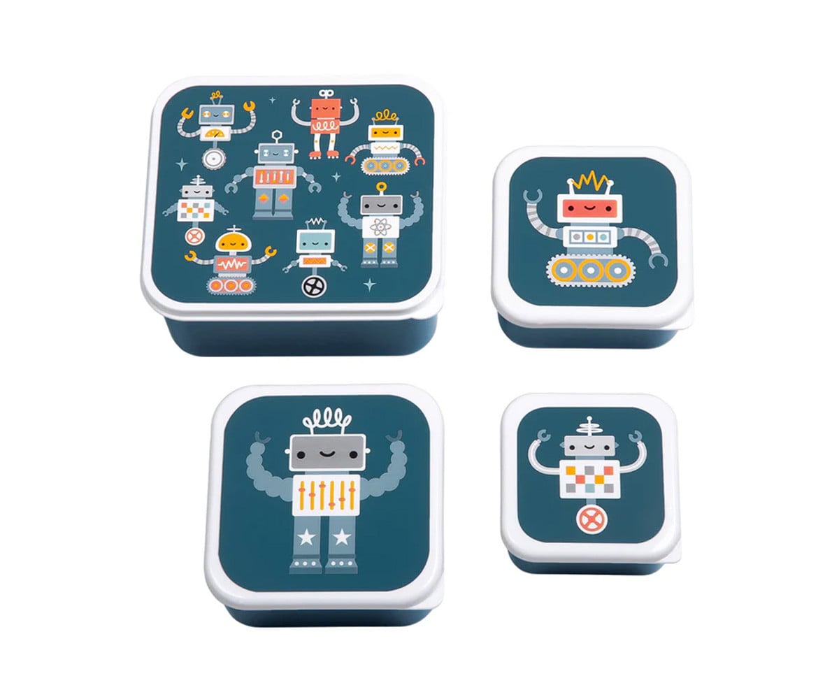 4 Cajitas Almuerzo y Snacks Robots