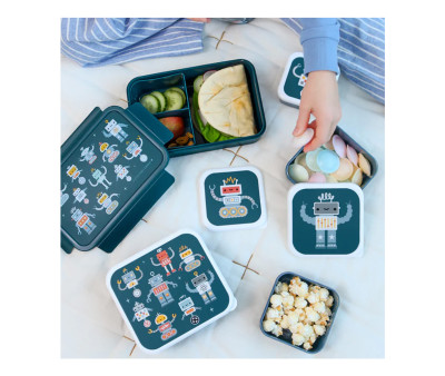 4 Cajitas Almuerzo y Snacks Robots