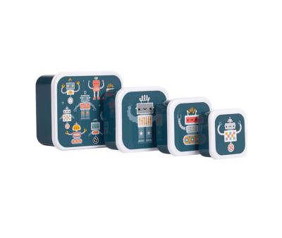 4 Cajitas Almuerzo y Snacks Robots