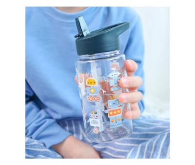 Botella Tritán con Pajita Robots 450ml