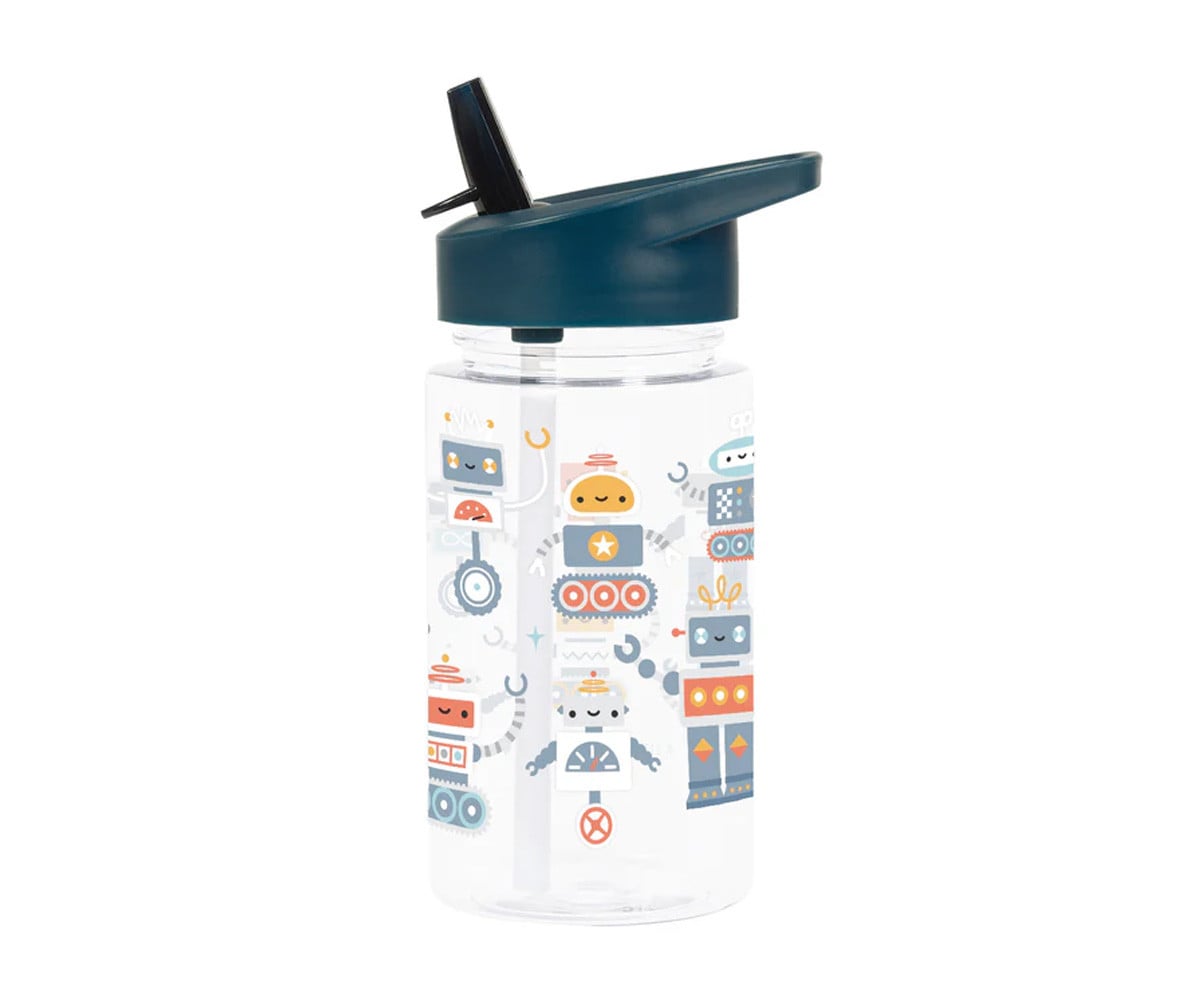 Botella Tritán con Pajita Robots 450ml