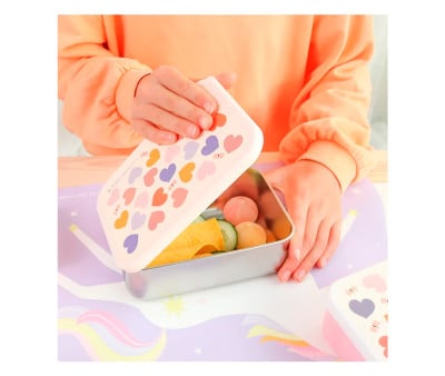 Caja Almuerzo Acero Corazones