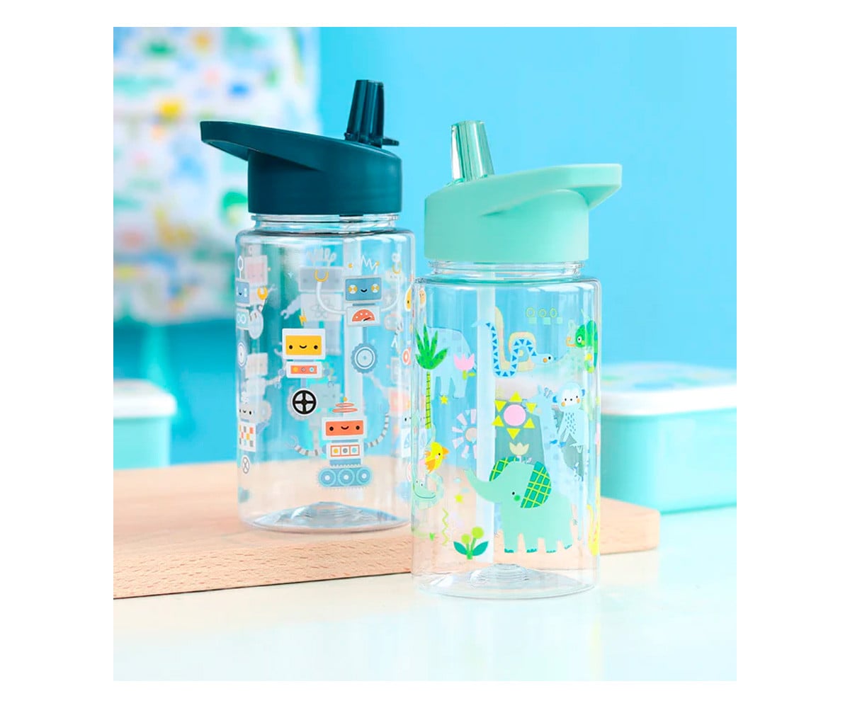 Botella Tritán con Pajita Personalizable Jungle 450ml