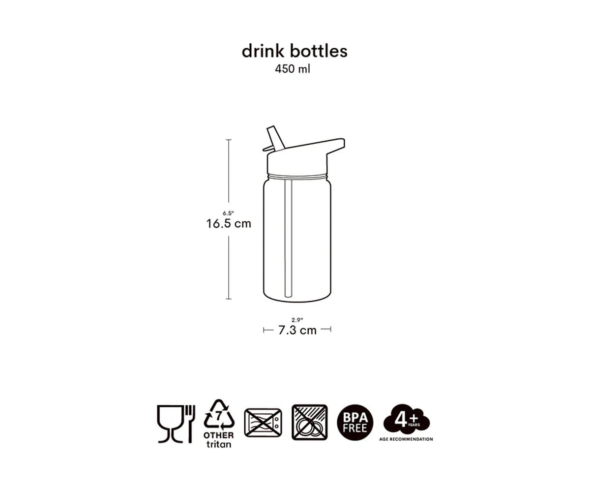 Botella Tritán con Pajita Corazones 450ml