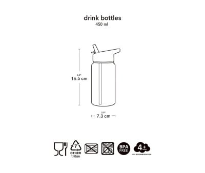 Botella Tritán con Pajita Corazones 450ml