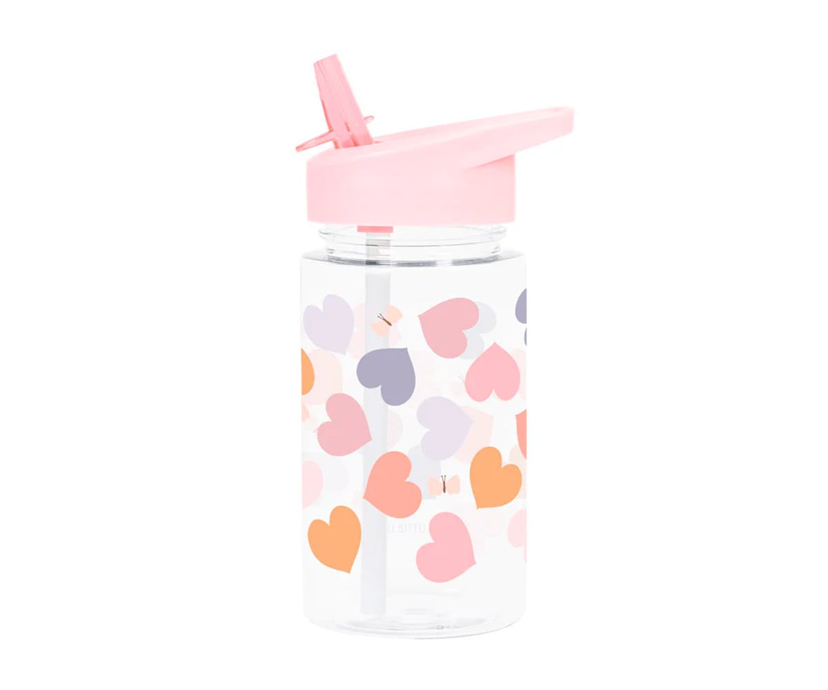 Botella Tritán con Pajita Corazones 450ml